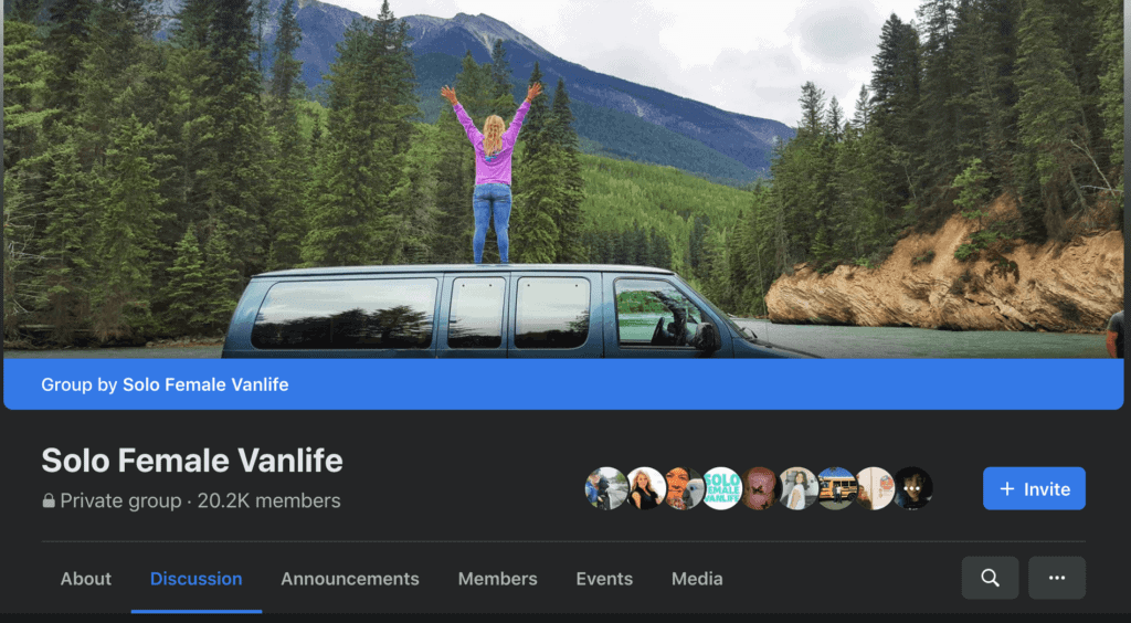 solo female vanlife facebook group