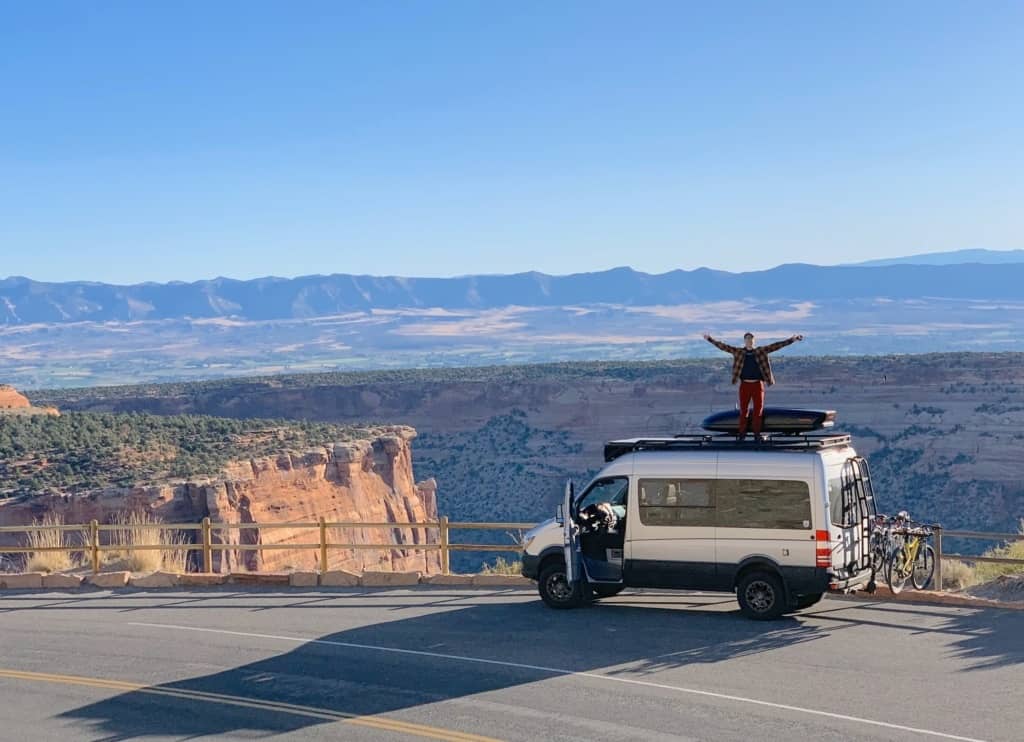 van parked at scenic overlook