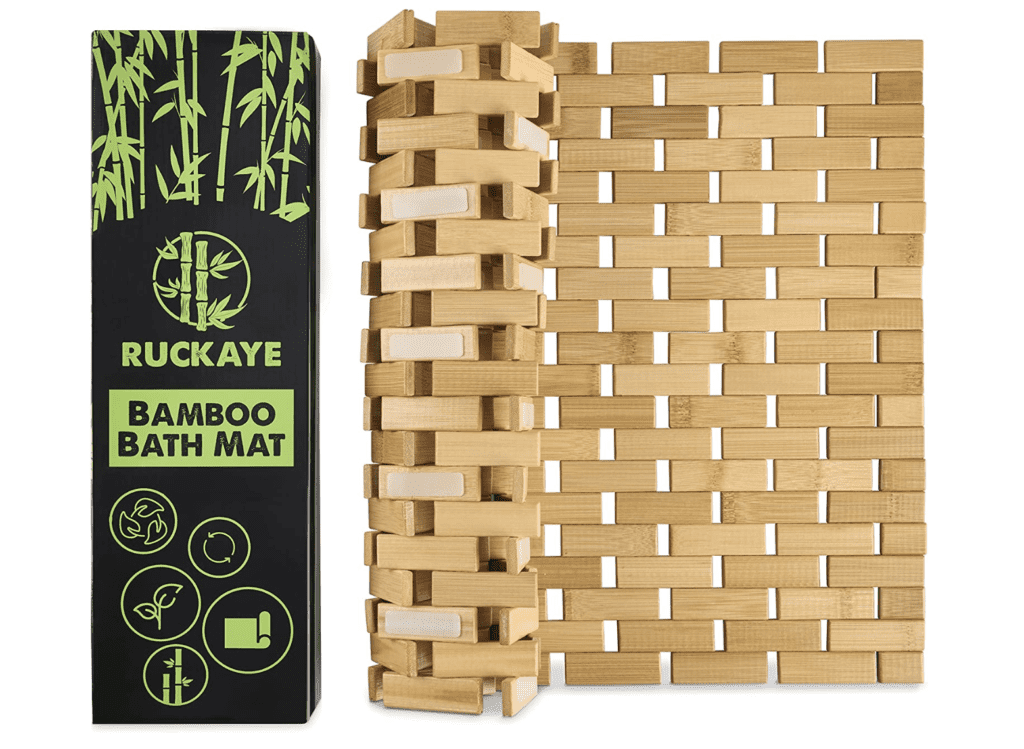 van-life-shower-ideas-bamboo-shower-mat