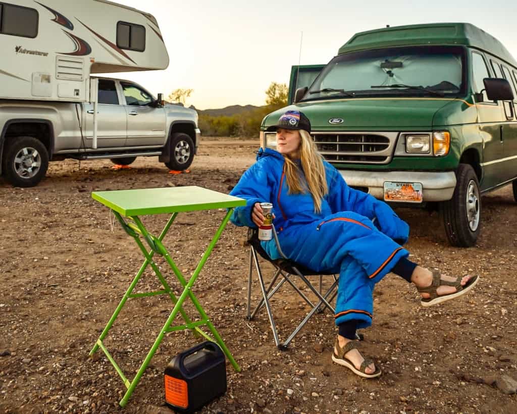 woman-in-selk-bag-sleeping-suit