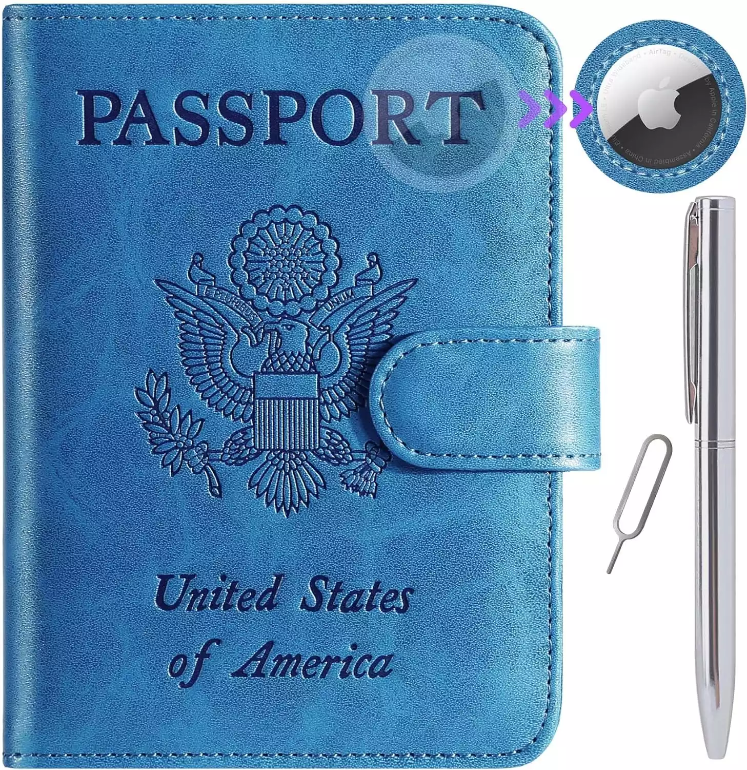 Passport Wallet Case with AirTag Pouch