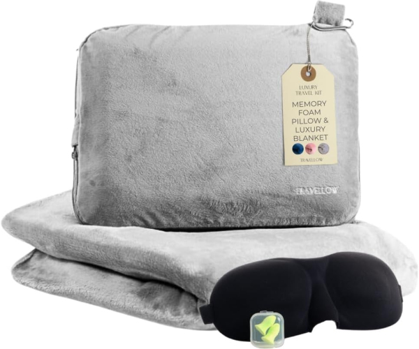 travellow-memory-foam-travel-pillow-blanket-set